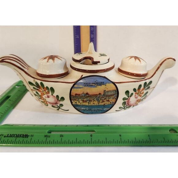 French Vintage Souvenir 5-Piece Porcelain Gondola Shaped Cruet Shaker Set France - Picture 2 of 4